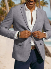 Casual Men's Tailored Fit Linen Blazer With Two Buttons