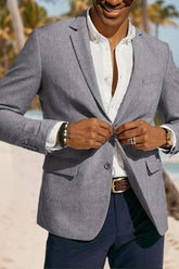 Casual Men's Tailored Fit Linen Blazer With Two Buttons