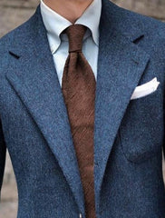 Casual Tweed Jacket For Men With Single Breasted Two-Button Tailored Fit