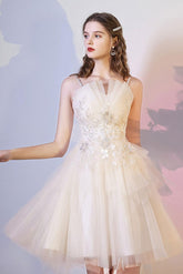 Champagne Homecoming Dress Mini/Short Party Cocktail Dress