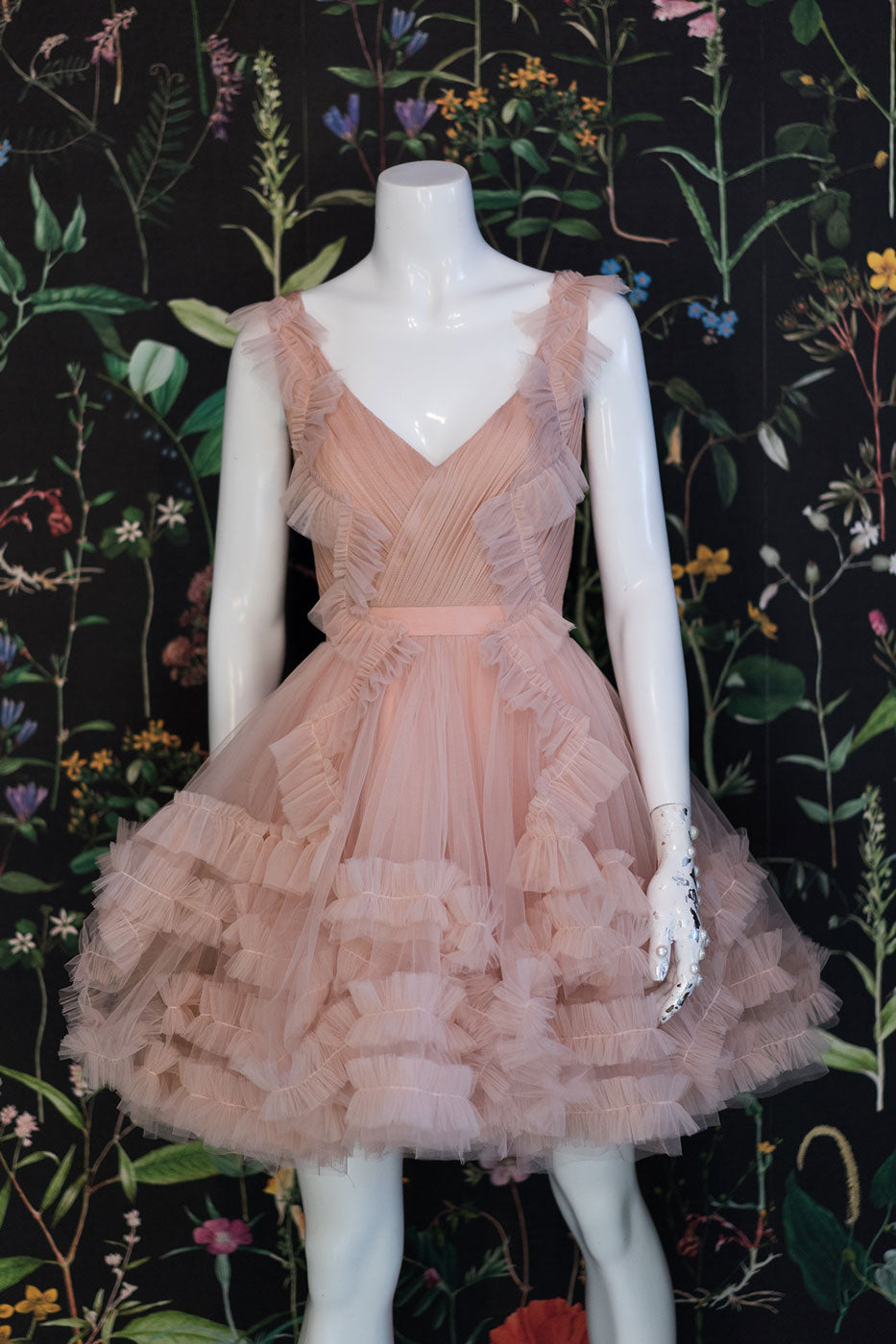 Champagne Pink Homecoming Dress Tulle Short Evening Dress