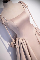 Champagne Prom Dress A Line Satin Long Formal Evening Dress