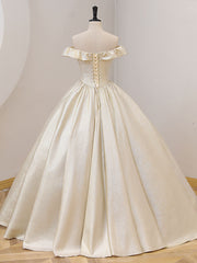 Champagne Prom Dress Satin Long Formal Evening Dress