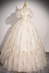 Champagne Prom Dress Sweetheart Neck Tulle Long Formal Dress Evening Dress
