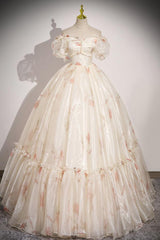 Champagne Prom Dress Sweetheart Neck Tulle Long Formal Dress Evening Dress