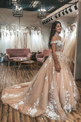 Champagne Prom Dress Sweetheart Tulle Lace Long Formal Evening Dress