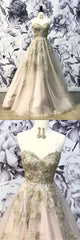 Champagne Prom Dress Sweetheart Tulle Lace Long Formal Gown Evening Dress