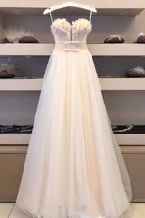 Champagne Prom Dress Tulle Lace Long Evening Dress