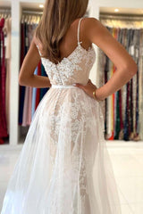 Champagne Prom Dress Tulle Lace Mermaid Long Formal Evening Dress