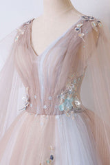 Champagne Prom Dress Tulle Long Evening Dress