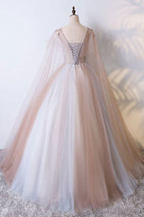 Champagne Prom Dress Tulle Long Evening Dress