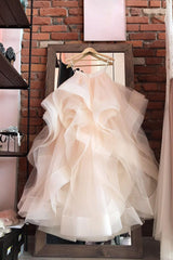Champagne Prom Dress Tulle Long Evening Dress