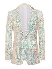 Champagne Sequin Two-Piece Wedding Suit For Men Slim Fit With Single Button