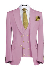 Chic Lilac 3 Piece Peaked Lapel Close Fitting Prom Suit for Men