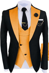 Chic Orange Shawl Lapel 3 Piece Prom Suit