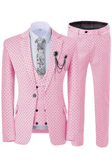 Chic Pink Notched Lapel 3 Piece Prom Suit