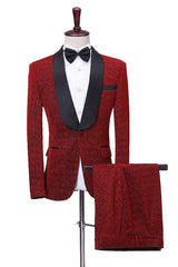 Chic Red Shawl Lapel 2 Piece Wedding Suit for Men