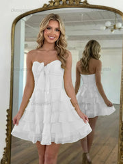 Dressystars Chiffon A Line Tiered Short Homecoming Dress with Ruffles