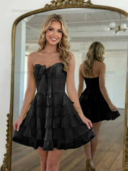 Dressystars Chiffon A Line Tiered Short Homecoming Dress with Ruffles