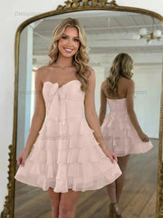 Dressystars Chiffon A Line Tiered Short Homecoming Dress with Ruffles