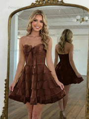 Dressystars Chiffon A Line Tiered Short Homecoming Dress with Ruffles