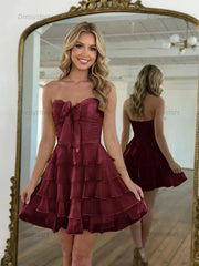 Dressystars Chiffon A Line Tiered Short Homecoming Dress with Ruffles