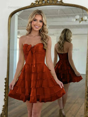 Dressystars Chiffon A Line Tiered Short Homecoming Dress with Ruffles