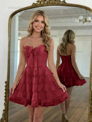 Dressystars Chiffon A Line Tiered Short Homecoming Dress with Ruffles