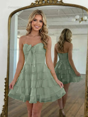 Dressystars Chiffon A Line Tiered Short Homecoming Dress with Ruffles