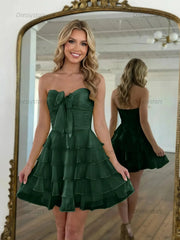Dressystars Chiffon A Line Tiered Short Homecoming Dress with Ruffles