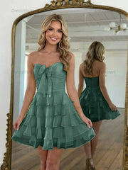 Dressystars Chiffon A Line Tiered Short Homecoming Dress with Ruffles