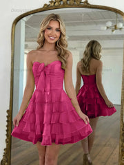 Dressystars Chiffon A Line Tiered Short Homecoming Dress with Ruffles