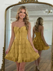 Dressystars Chiffon A Line Tiered Short Homecoming Dress with Ruffles