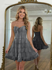 Dressystars Chiffon A Line Tiered Short Homecoming Dress with Ruffles