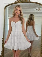 Dressystars Chiffon A Line Tiered Short Homecoming Dress with Ruffles