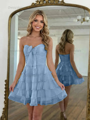 Dressystars Chiffon A Line Tiered Short Homecoming Dress with Ruffles