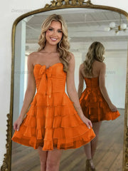 Dressystars Chiffon A Line Tiered Short Homecoming Dress with Ruffles