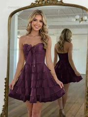 Dressystars Chiffon A Line Tiered Short Homecoming Dress with Ruffles