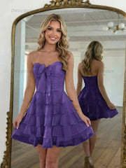 Dressystars Chiffon A Line Tiered Short Homecoming Dress with Ruffles