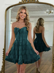 Dressystars Chiffon A Line Tiered Short Homecoming Dress with Ruffles