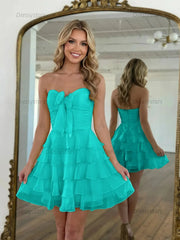 Dressystars Chiffon A Line Tiered Short Homecoming Dress with Ruffles