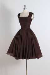 Chiffon Homecoming Dress Retro Short Dark Brown Cocktail Dress