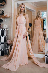 Chiffon Pink Prom Dress Long Evening Dress
