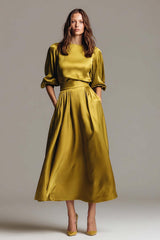 Dressystars Coffee Satin Half Sleeves A-Line Long Evening Dress