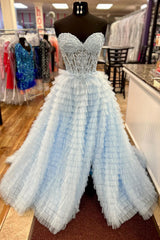 Corset Prom Dress A Line Sweetheart Tiered Long Evening Dress with Lace