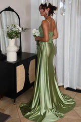Corset Sequined Prom Dress Satin Appliqued Long Evening Dress With Slit