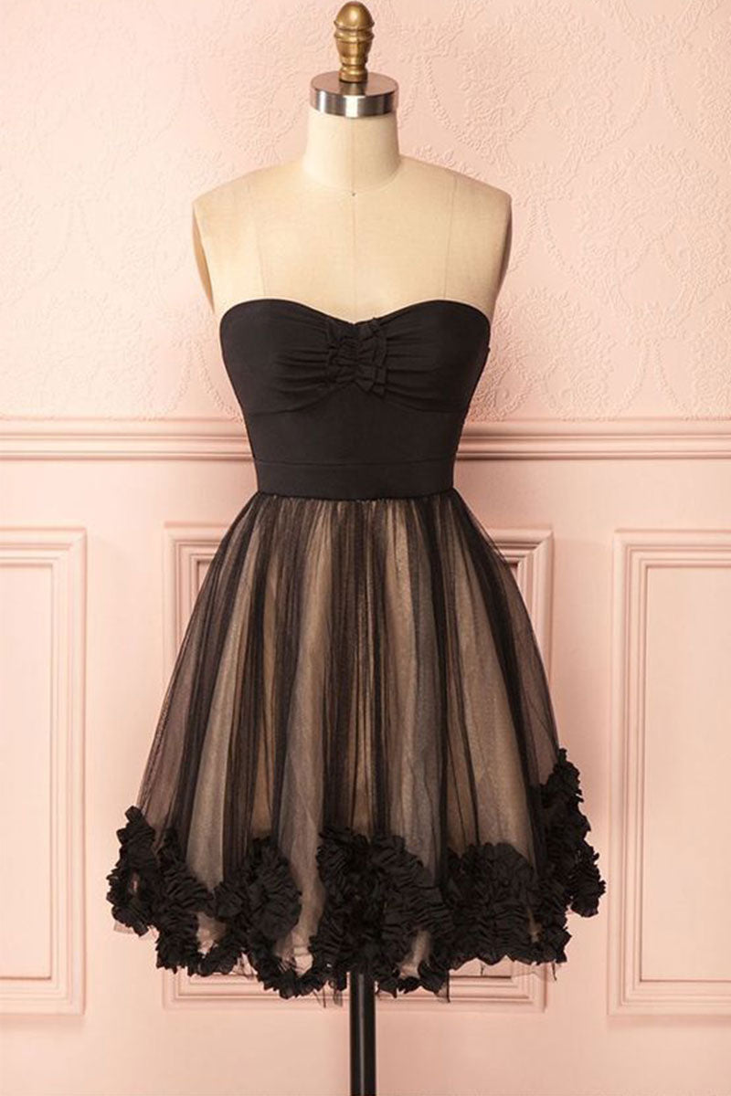 Cute Homecoming Dress Black Sweetheart Short Party Cocktail Dress