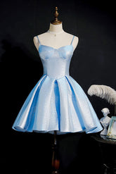 Cute Homecoming Dress Blue Sweetheart Neck Short Party Cocktail Dress