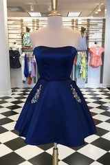 Cute Homecoming Dress Dark Blue Short Party Cocktail Dress
