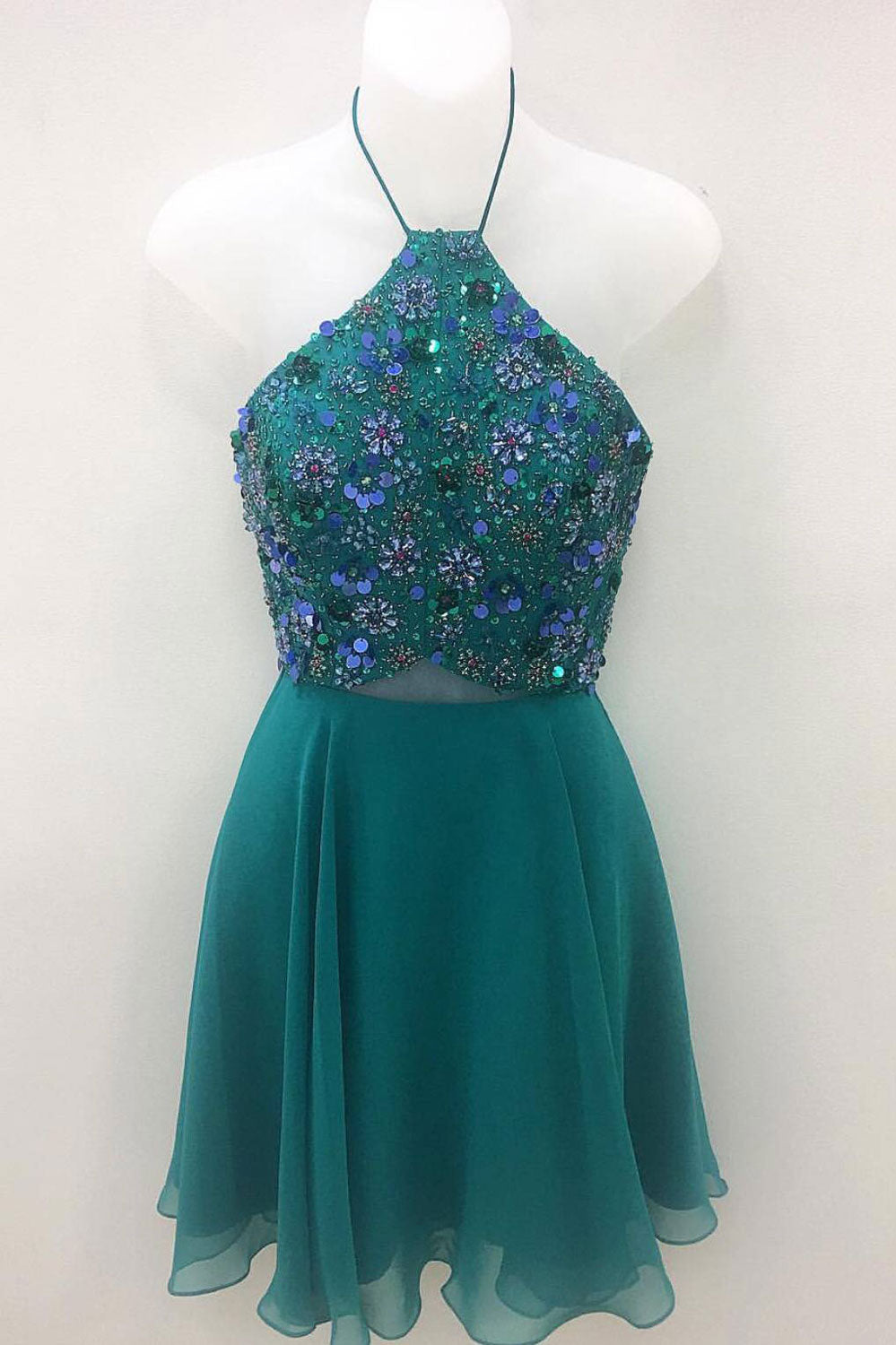 Cute Homecoming Dress Green Beads Sequin Short Party Cocktail Dress